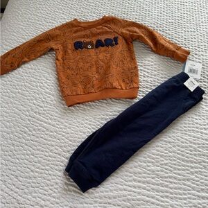 Little Me Orange and Navy Sweatpants Set NWT